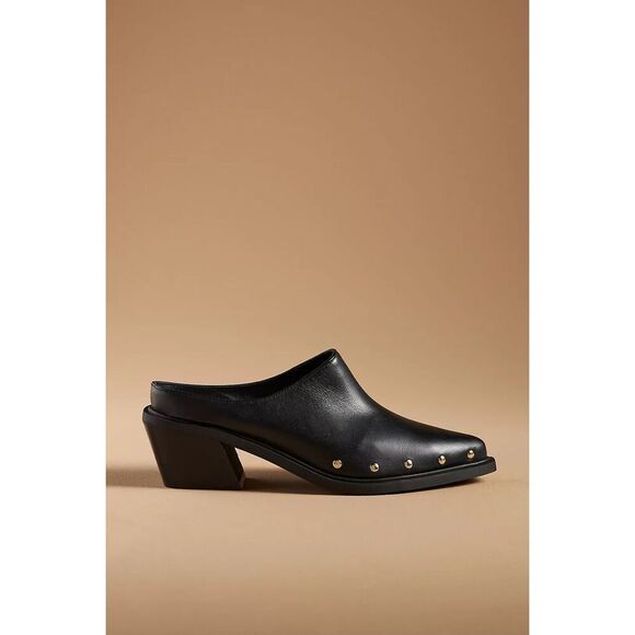 ALOHAS Anthropologie Lorenzo Leather Mules size 40 US 9 9.5 Black - Picture 1 of 11